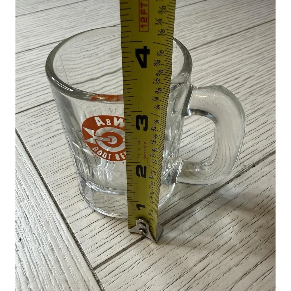 VTG A &W 1960s Root Beer Heavy Clear Glass‎ Mini Mug Arrow Bullseye Logo 3.25